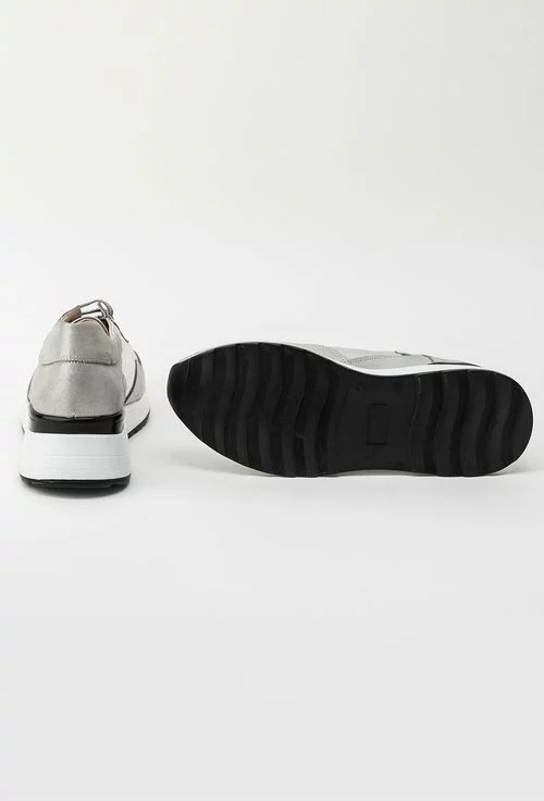 Pantofi sport argintii din piele naturala Devona
