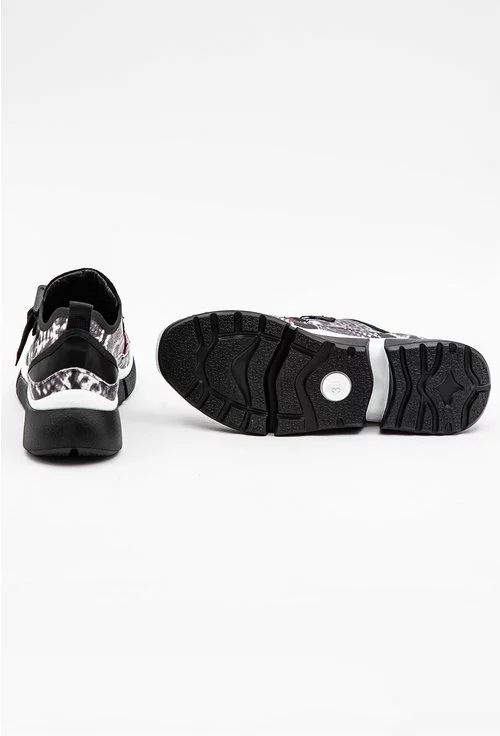vesel Vârf Ruginit  Pantofi sport cu imprimeu tip piele de sarpe din piele naturala - Dasha.ro
