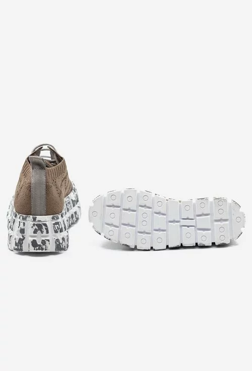 Pantofi sport din material textil taupe cu platforma