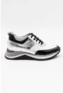 Pantofi sport din piele in nuante de alb, negru si argintiu