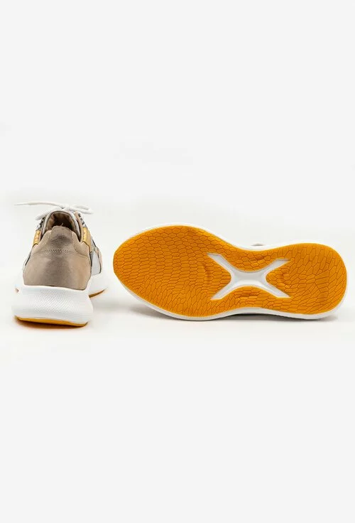 Pantofi sport din piele naturala cu insertii sclipitoare si animal print