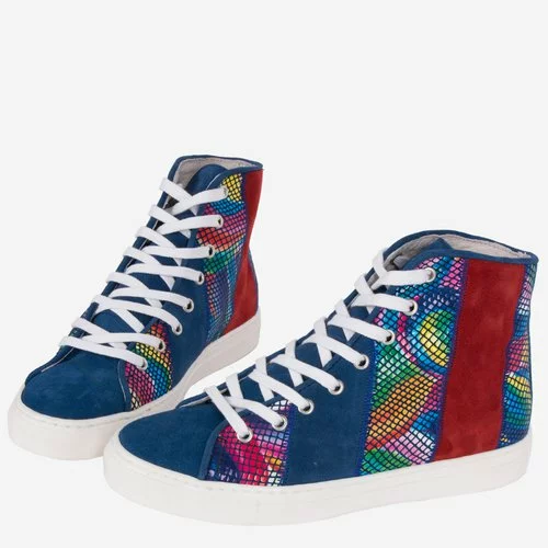 Pantofi sport din piele naturala cu imprimeu multicolor Evelina