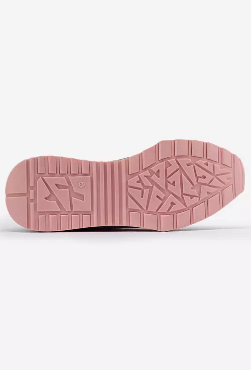 Pantofi sport din piele naturala in nuante de roz si gri