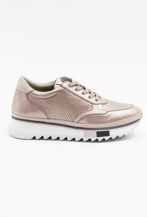 Pantofi sport din piele naturala nuanta roze sidefat
