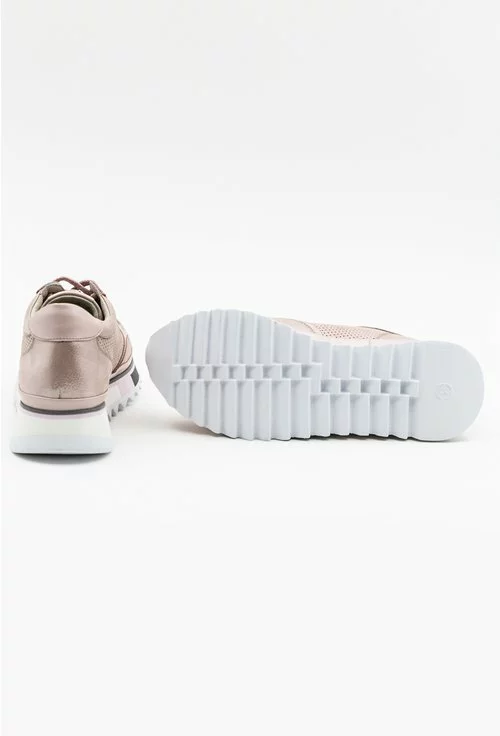 Pantofi sport din piele naturala nuanta roze sidefat