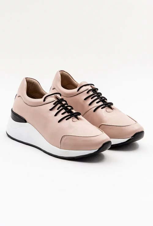 Pantofi sport din piele naturala roz pal