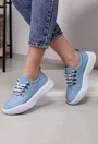 Pantofi sport din piele nuanta bleu deschis