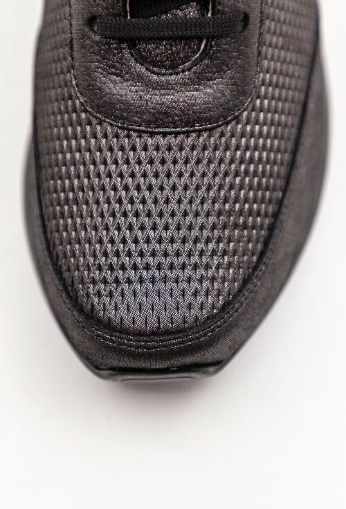 Pantofi sport gri metalizat din piele perforata