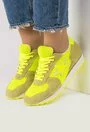 Pantofi sport kaki cu verde neon Leona