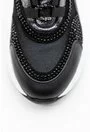 Pantofi sport negri cu detalii pietricele si portiuni gri sidefat