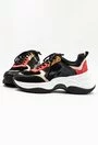 Pantofi sport negri din piele cu detalii rosii