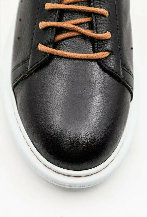 Pantofi sport negri din piele cu detaliu animal print