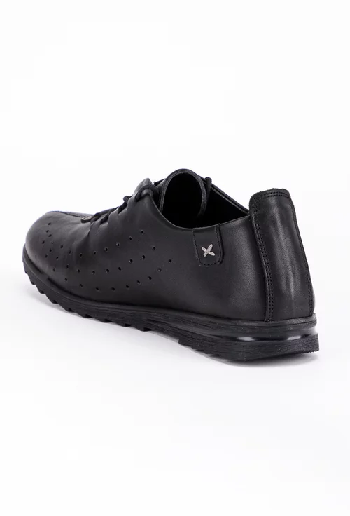 Pantofi sport negri din piele cu talpa flexibila