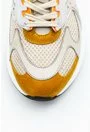 Pantofi sport nuanra taupe cu detalii mustar si portocaliu neon