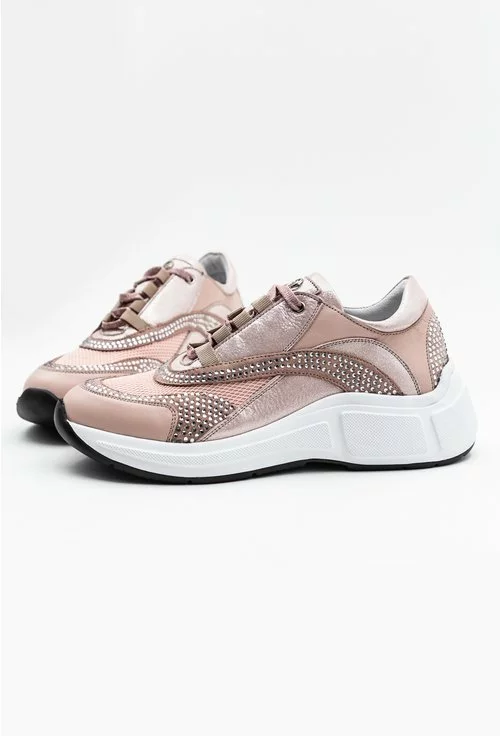 Pantofi sport nuanta roz pal cu aplicatii pietricele