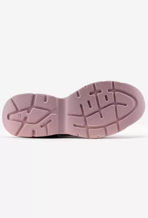 Pantofi sport roz din piele intoarsa cu inchidere siret