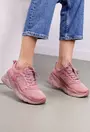 Pantofi sport roz din piele intoarsa cu inchidere siret