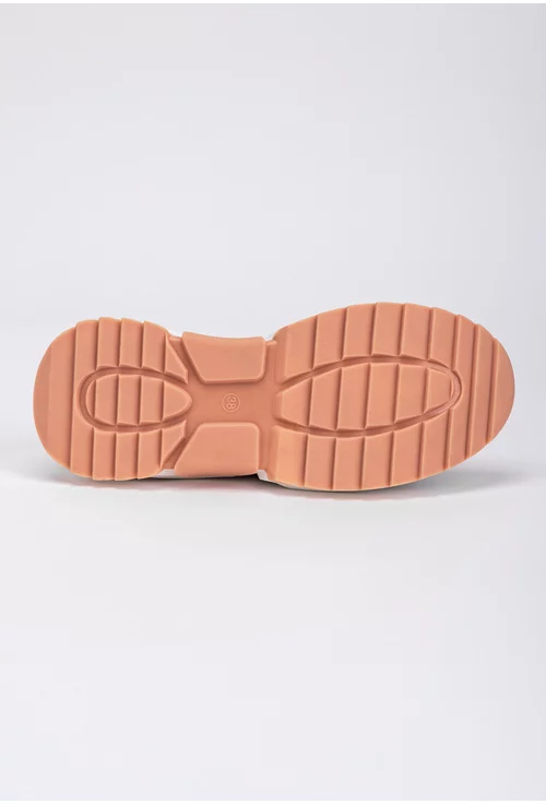 Pantofi sport taupe din material textil cu insertii din piele