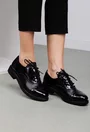 Pantofi stil Oxford negri din doua tipuri de piele