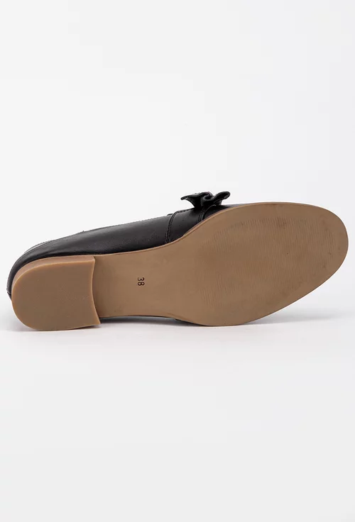 Pantofi stil Oxford negri din piele cu funda