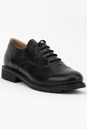 Pantofi stil Oxford negri realizati din piele naturala