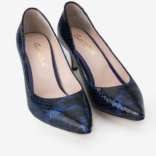 Pantofi Stiletto navy cu negru si albastru din piele naturala Alvi