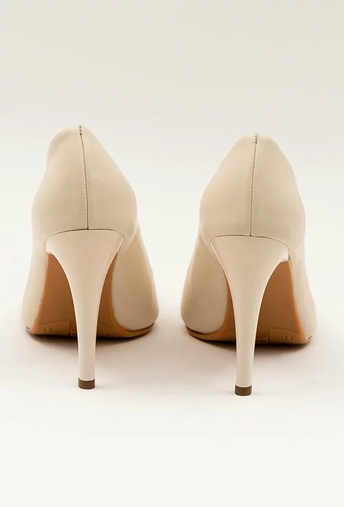 Pantofi stiletto nuanta alb-nude din piele naturala
