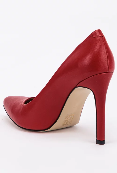 Pantofi stiletto rosii din piele naturala