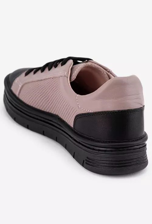 Pantofi taupe cu negru din piele