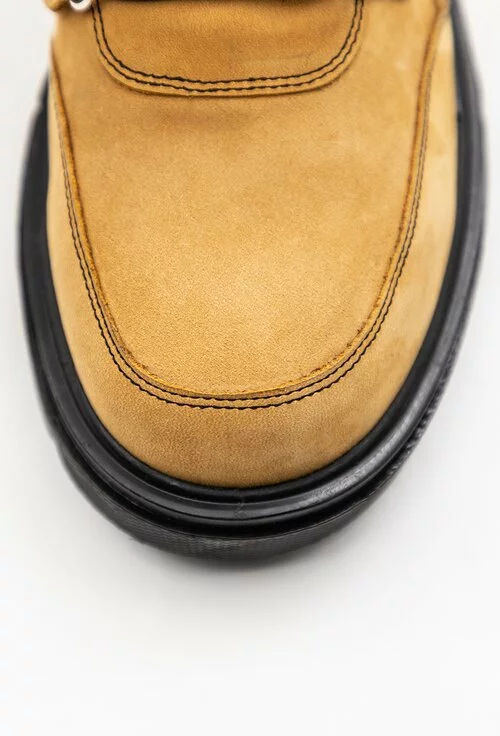 Pantofi tip ghete din piele naturala cu interior imblanit