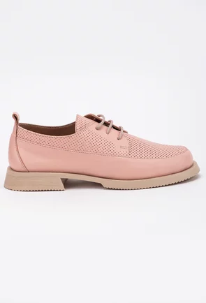 Pantofi tip Oxford realizati din piele nuanta roz
