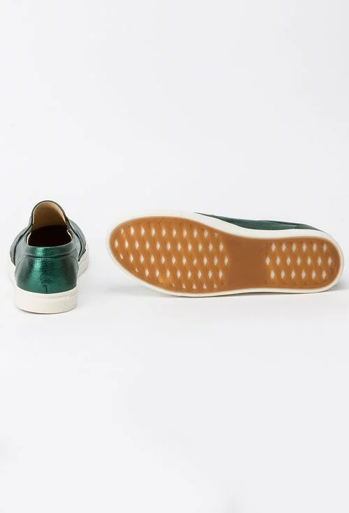 Pantofi verzi cu reflexii metalice din piele naturala Sonny
