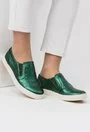 Pantofi verzi cu reflexii metalice din piele naturala Sonny