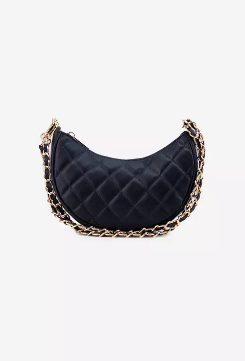 Poseta bleumarin din piele model semiluna