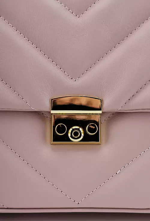 Poseta dama roz pudra din piele