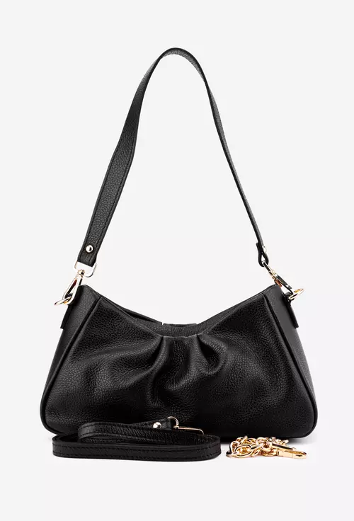 Poseta neagra confectionata din piele texturata