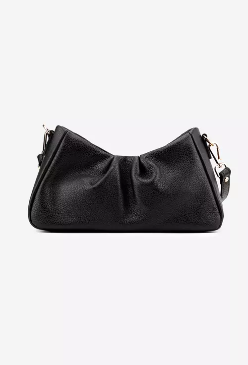 Poseta neagra confectionata din piele texturata