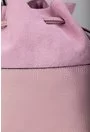 Poseta roz lila tip sac din piele naturala intoarsa si box