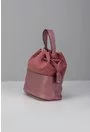 Poseta roz tip sac din piele naturala intoarsa si box