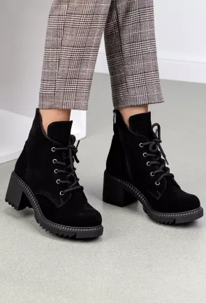 Botine dama negre din piele intoarsa