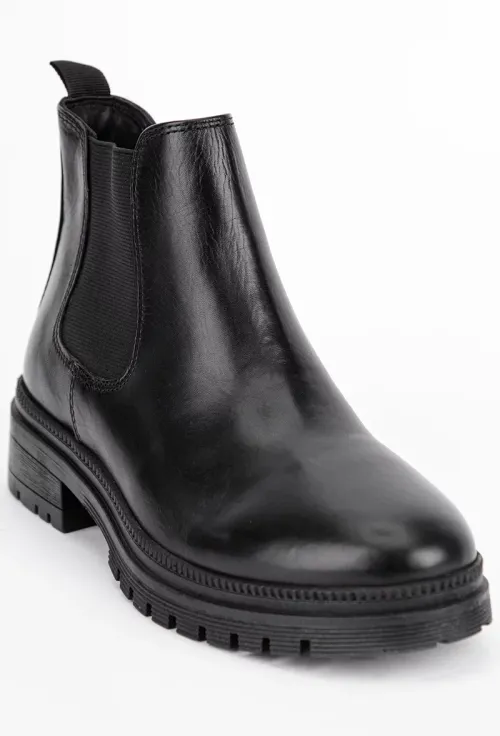 Ghete dama cu elastic lateral din piele neagra picture - 2