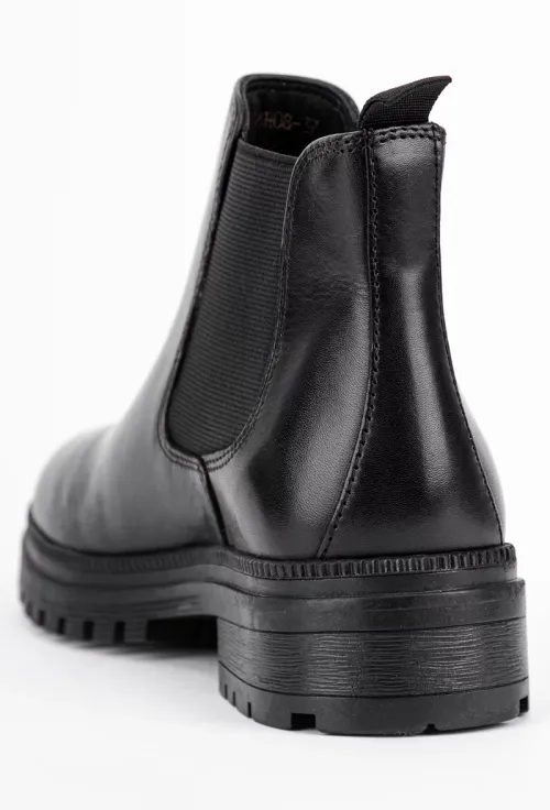 Ghete dama cu elastic lateral din piele neagra picture - 3