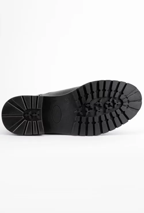 Ghete dama cu elastic lateral din piele neagra picture - 5