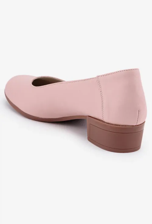 Pantofi dama roz din piele naturală cu toc maro picture - 5