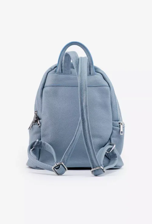 Rucsac dama bleu din piele cu buzunare picture - 4