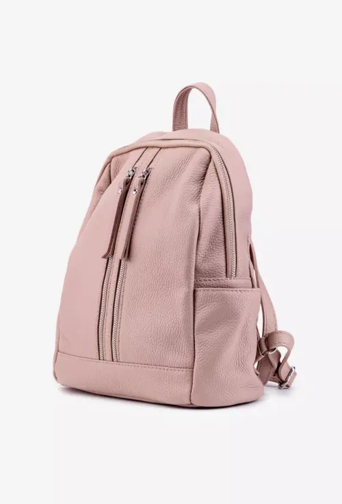 Rucsac dama din piele naturala roz pudra picture - 2