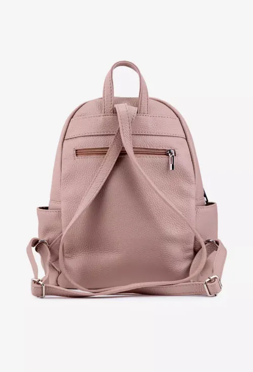 Rucsac dama din piele naturala roz pudra picture - 3