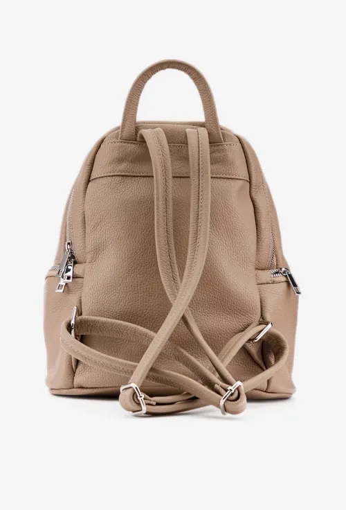 Rucsac dama taupe din piele cu buzunare picture - 4