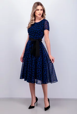 Rochie albastra cu imprimeu negru