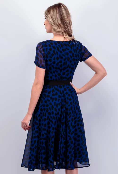 Rochie albastra cu imprimeu negru